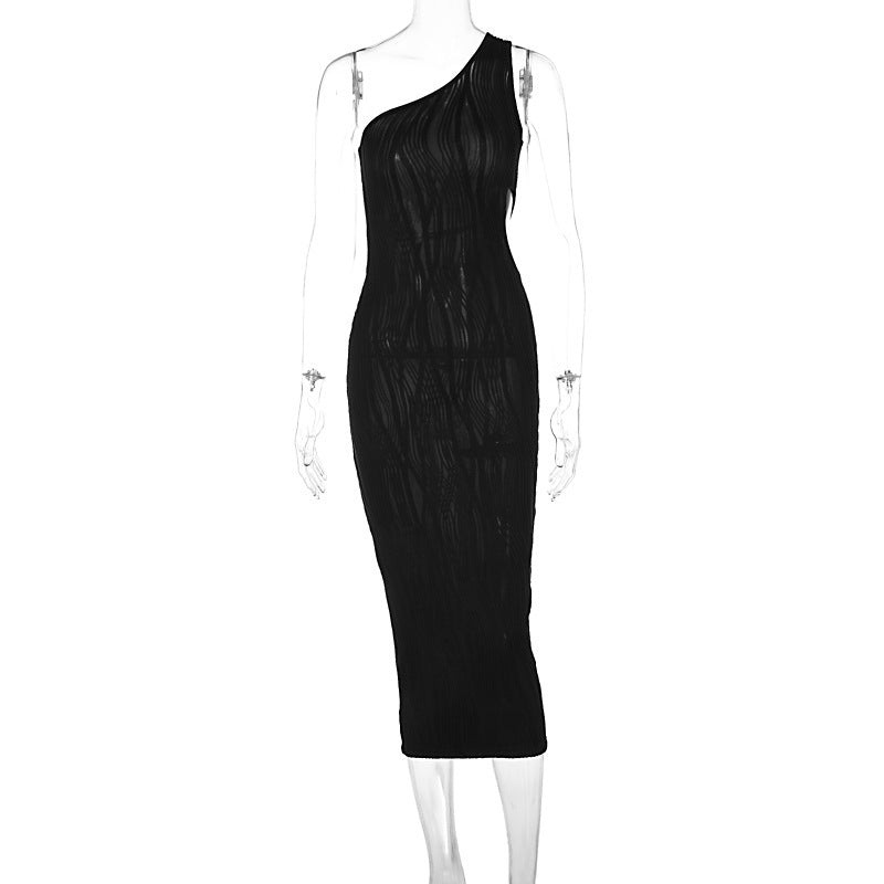 Women's Summer Fashion Solid Color Striped Slim Dresses