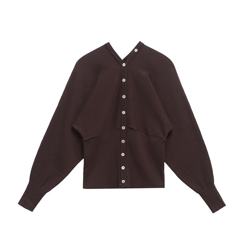 Women's Winter Fashion Single-breasted Slim Hem Knitted Knitwear