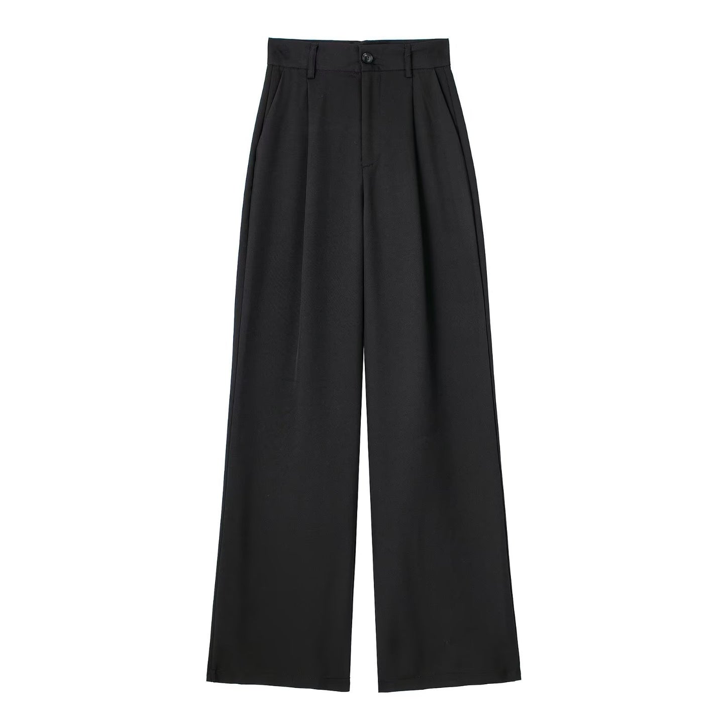 Women's Front Pleated High-waisted Trousers Casual Pants