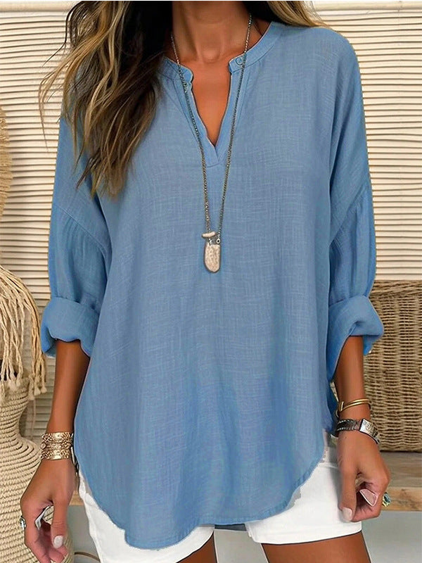 Women's Cotton Linen Pure Large Shirt Blouses