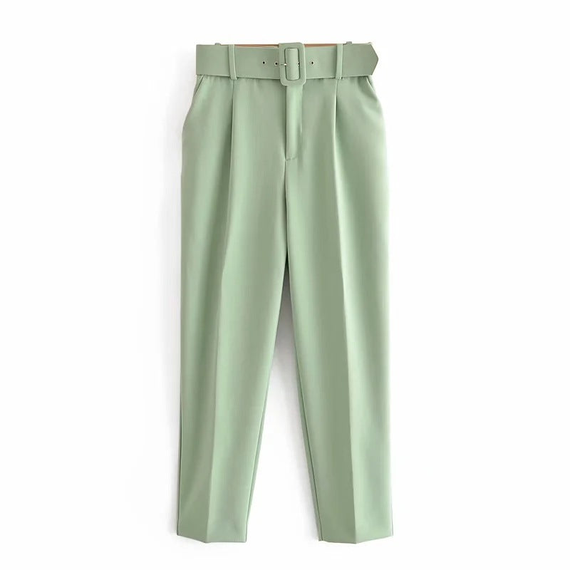 Women's Slim Fit Figure Flattering Belt Accessories Pants