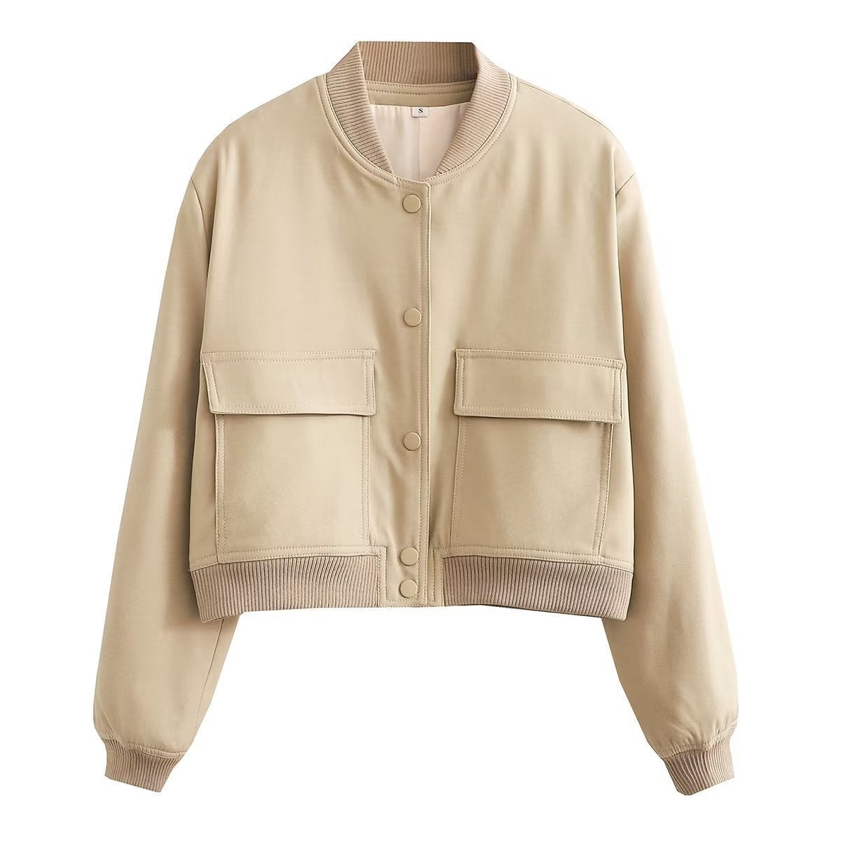 Women's Spring French Style Large Pocket Bomber Jackets