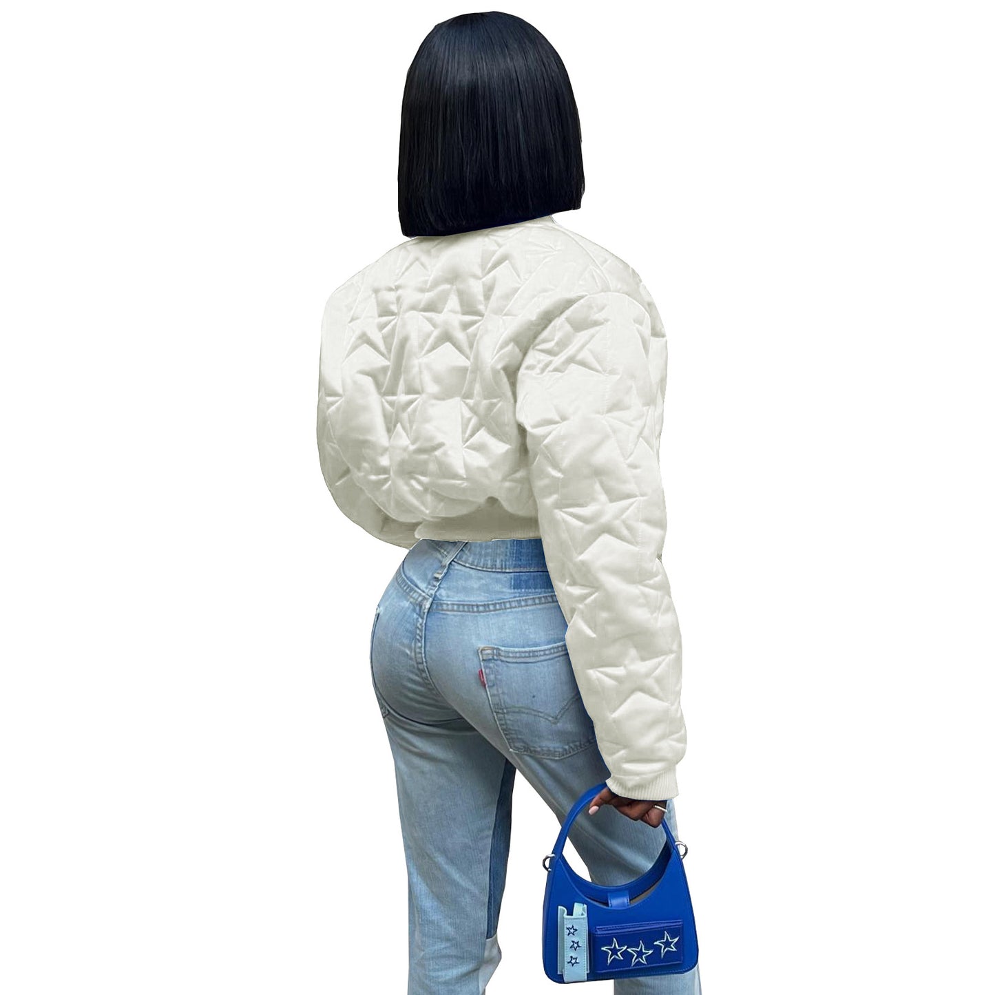 Women's Embossed Thumb Hole Cotton Padded Thickened Jackets