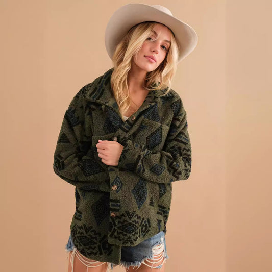 Women's Retro Plush Winter Lapel Long-sleeved For Coats