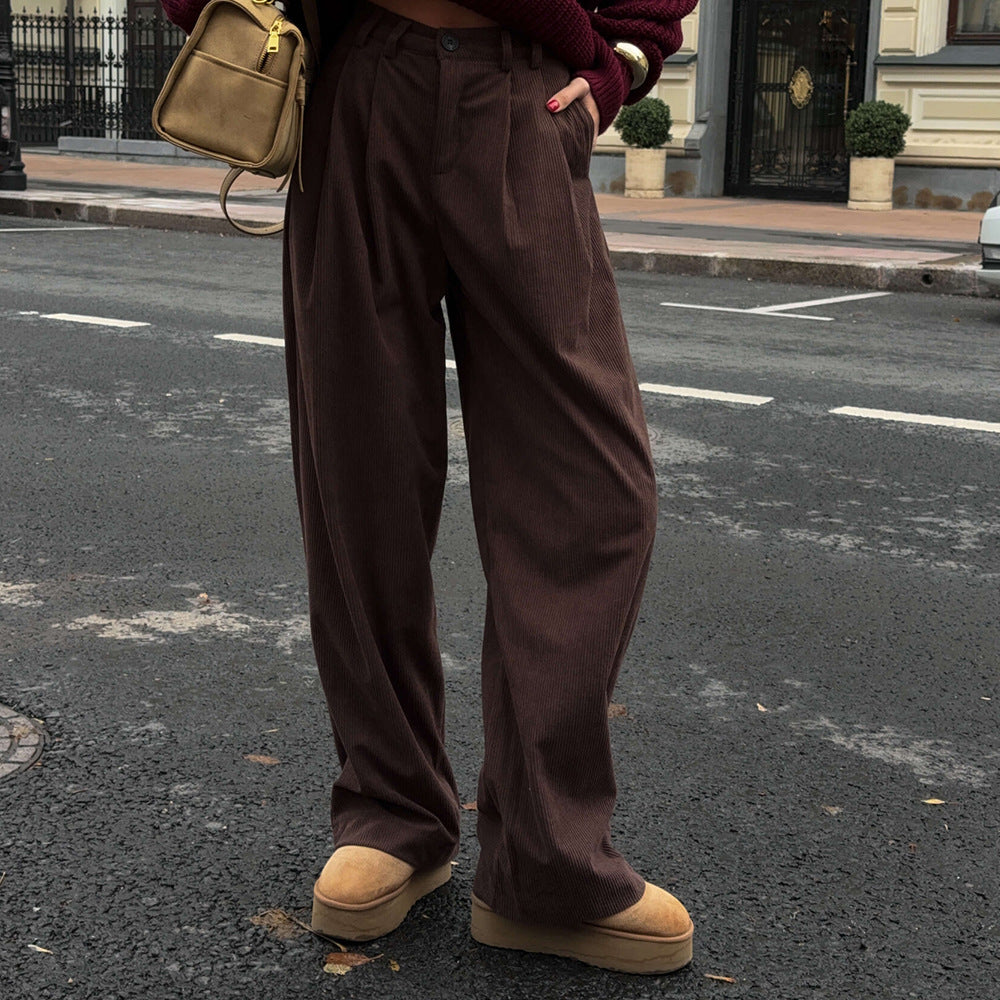Women's Retro Corduroy Trousers Loose Casual For Pants