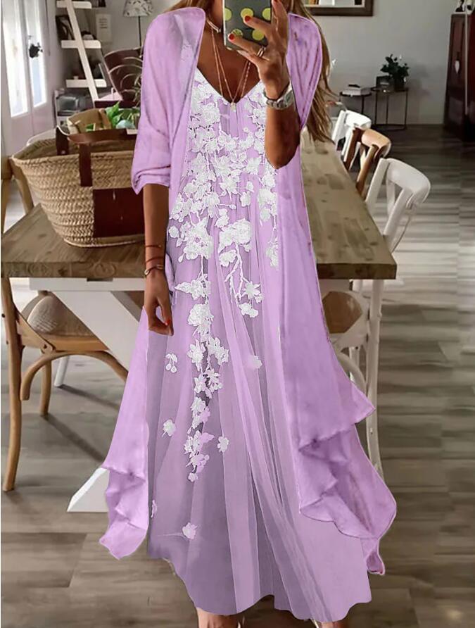 Women's Print Holiday Suspender Dress Indian Style Dresses
