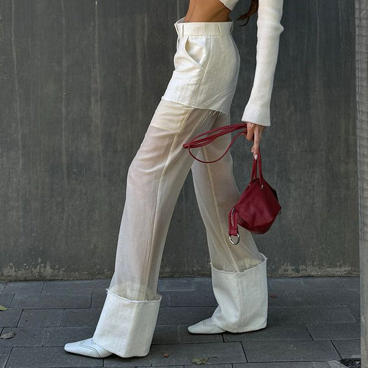 Women's Street High Waist Wide Leg Spring Gauze Pants