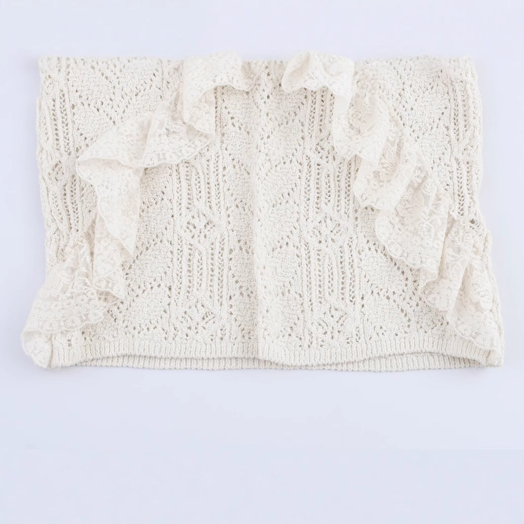 Spring Laminated Decoration Jacquard Mesh Knitted Sweaters