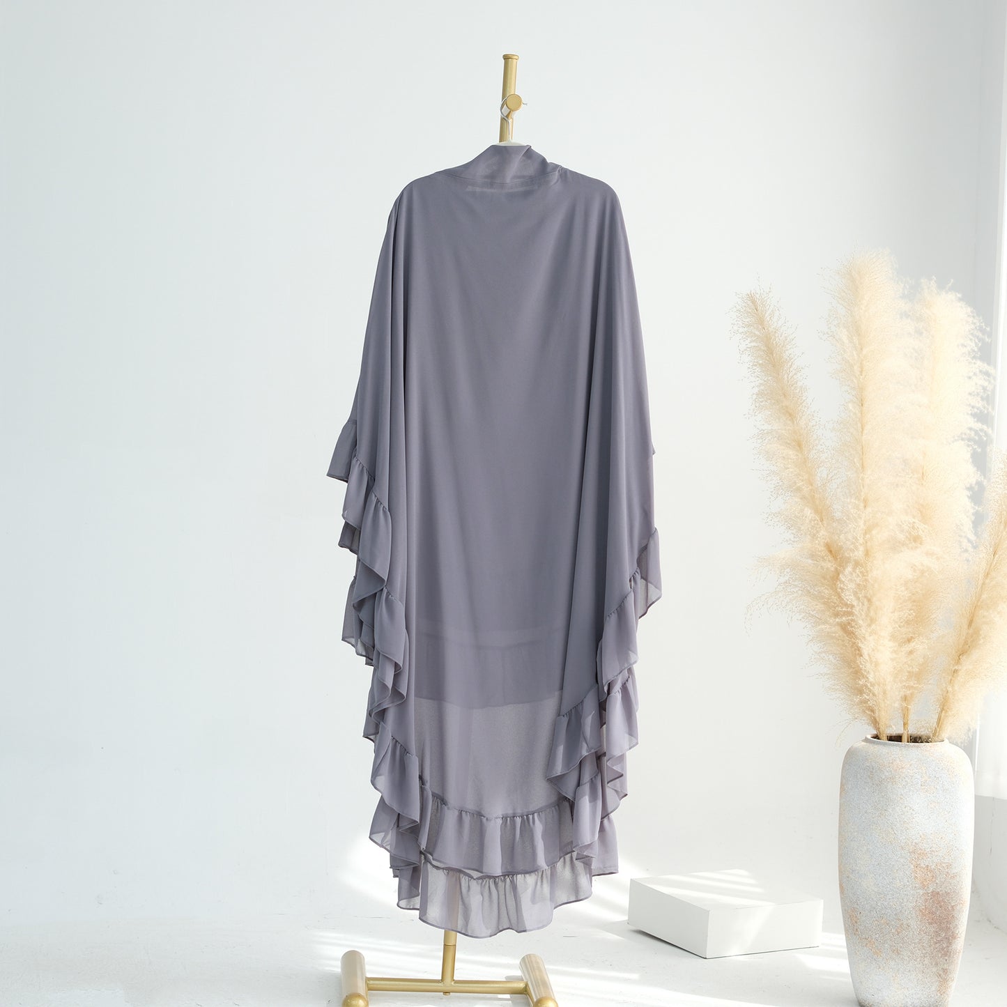 Ruffled Big Swing Headscarf Solid Color Dresses