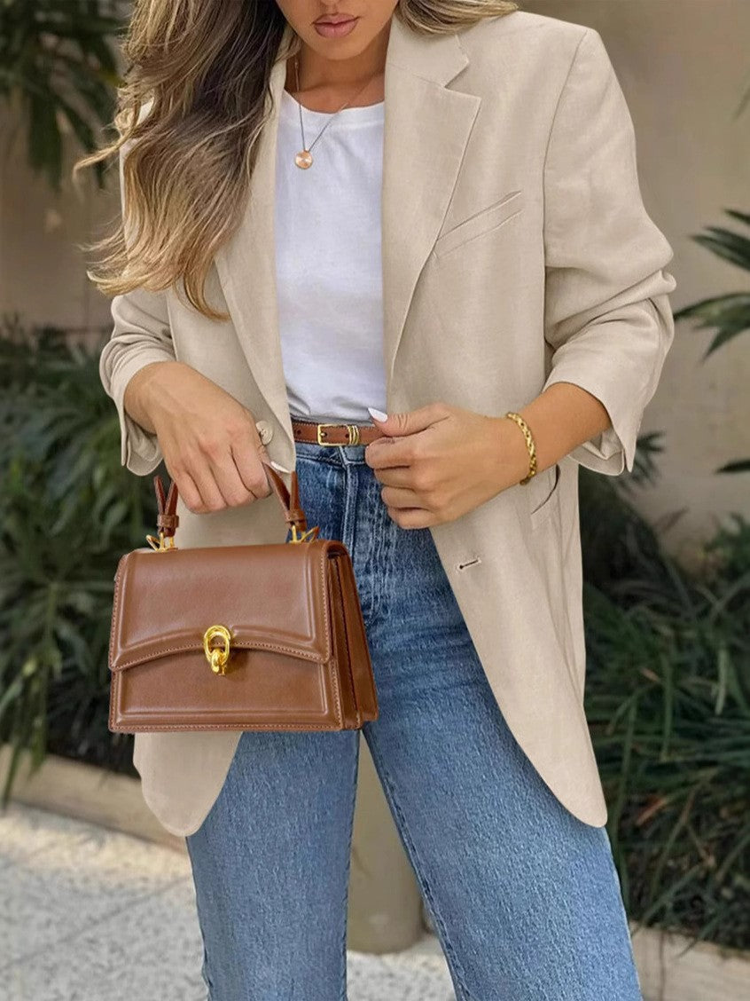 Women's British Style Casual Long Sleeve Loose Slimming Blazers