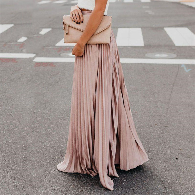 Women's Unique Solid Color Pleated Swing Skirts
