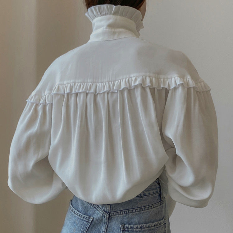 Women's Early Spring Shirt French Lapel Lantern Blouses