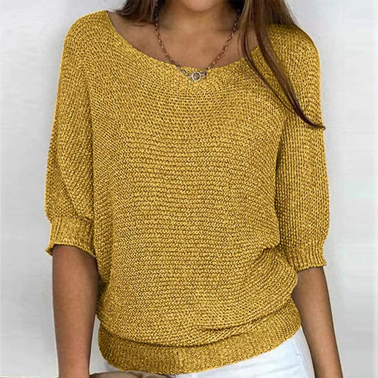 Women's Solid Color Round Neck Temperament Elegant Knitwear