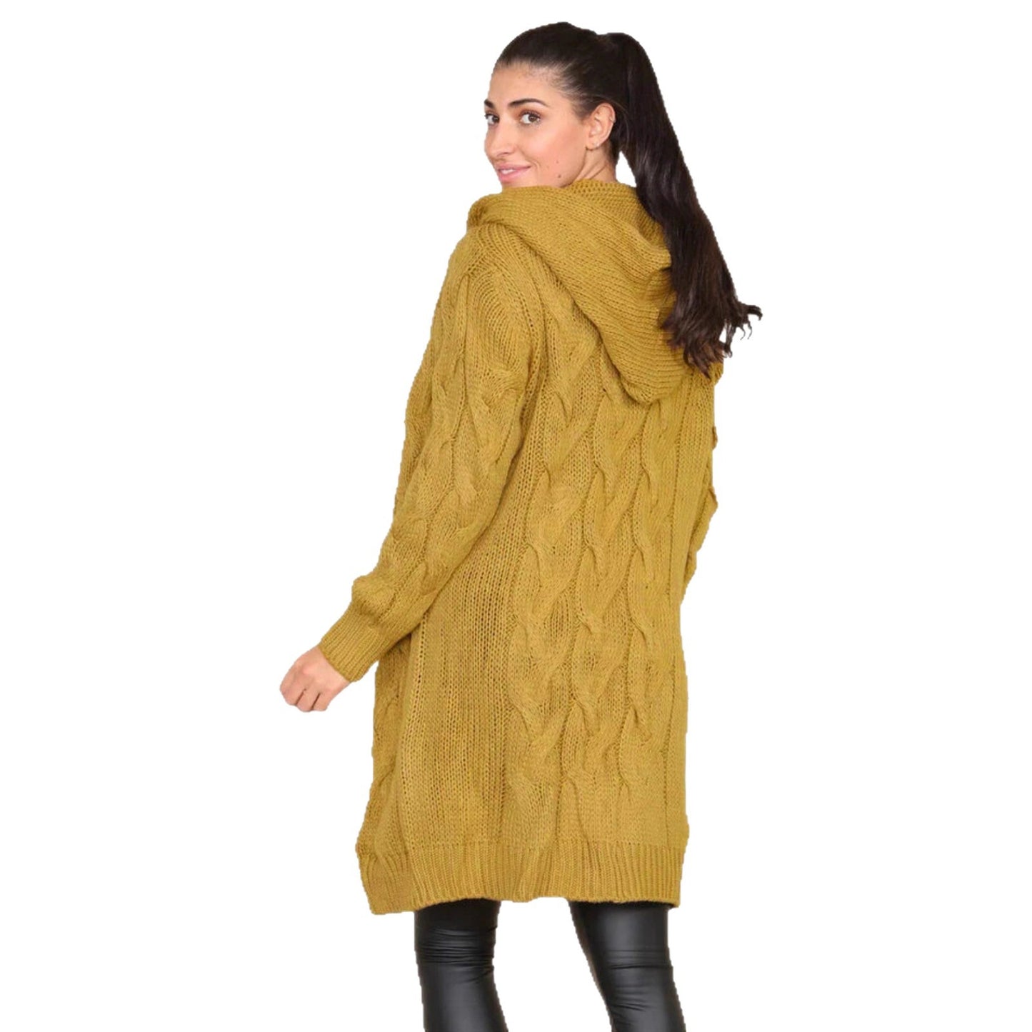Women's Elegant Glamorous Hooded Twist Long Knitwear