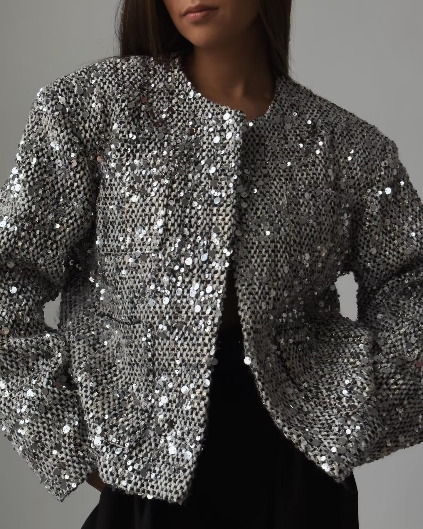 Women's Innovative Trendy Spring Woolen Sequined Jackets