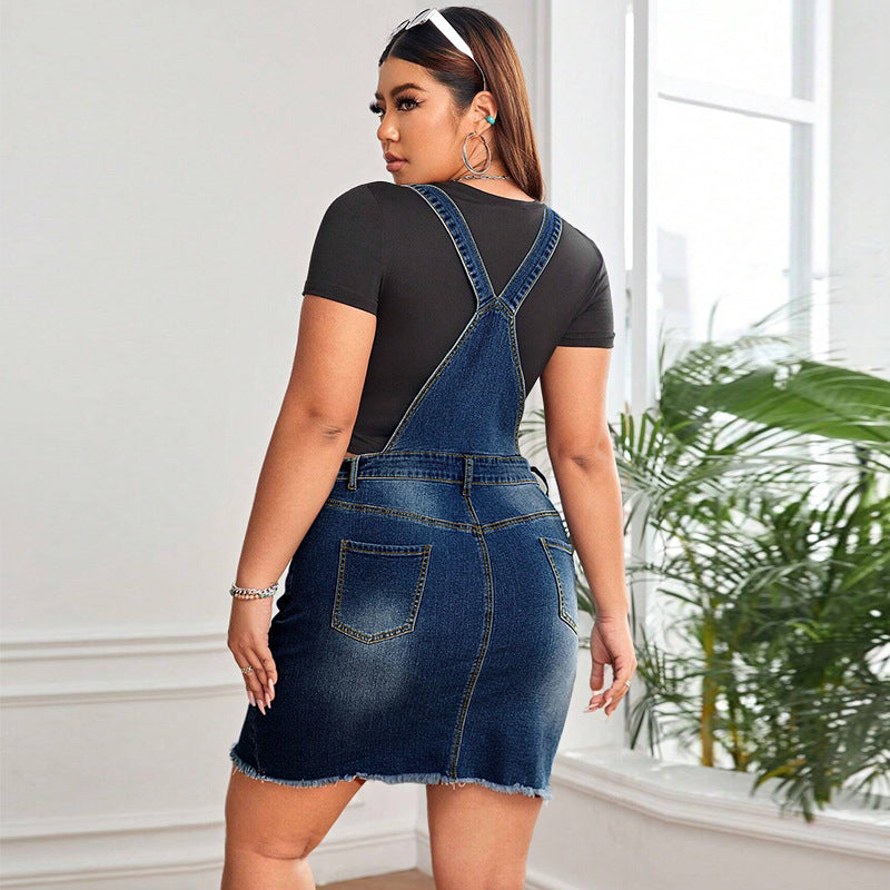 Women's Fashion Versatile Comfortable Denim Suspender Dresses