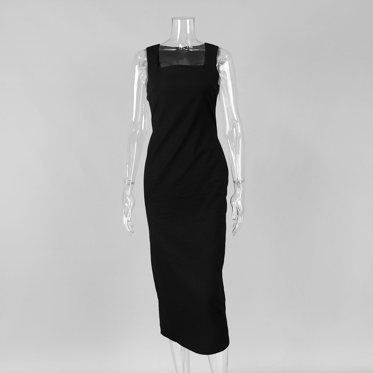 Simple Solid Color Square Collar Slip Dress Summer Dresses