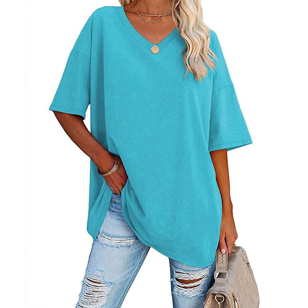 Women's Loose Half Sleeve Cotton Waist Blouses