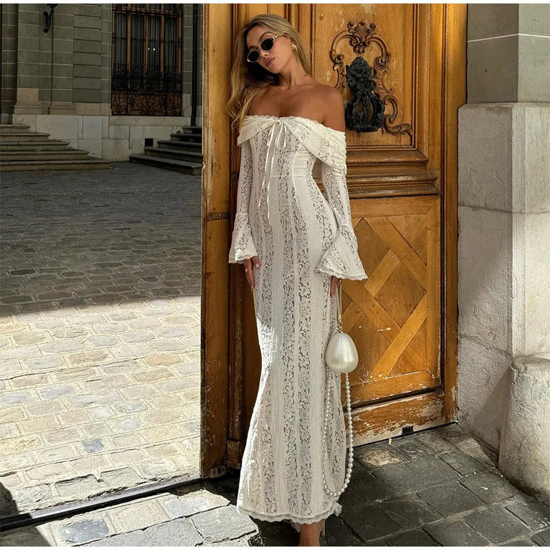 Fashion Sexy Lace Long Dress Bell Dresses