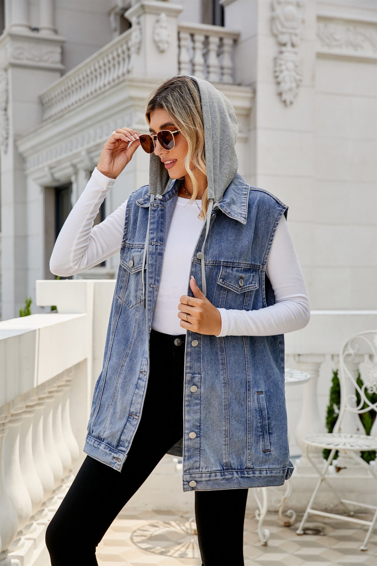 Women's Spring Classic Washed Denim Waistcoat Vests