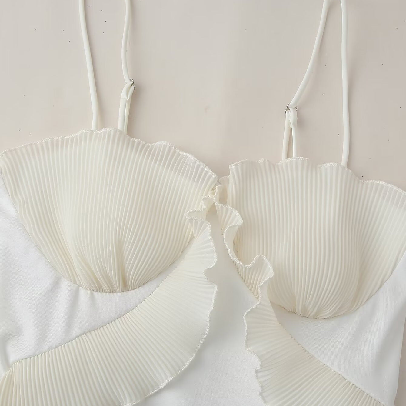 Women's Summer Pleated Ruffled Patchwork Slit Suspender Dresses