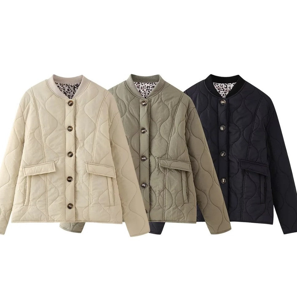 Women's Quilted Button Cotton Fashion Comfortable Retro Jackets