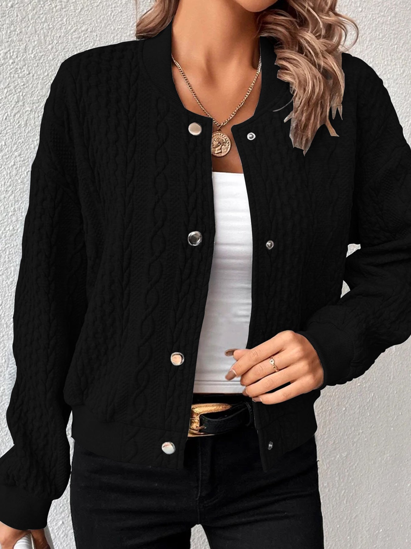 Women's Autumn Fashion Solid Color Stand Collar Jackets