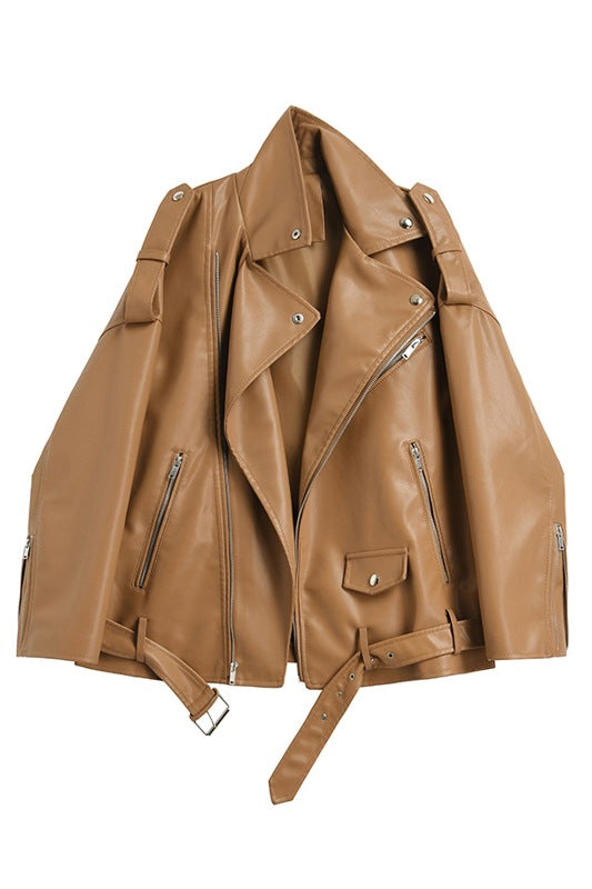 Women's Leather For Spring Loose Motorcycle Handsome Jackets