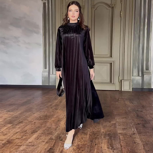 Women's With Belt Fashion Pleated Loose Temperament Dresses