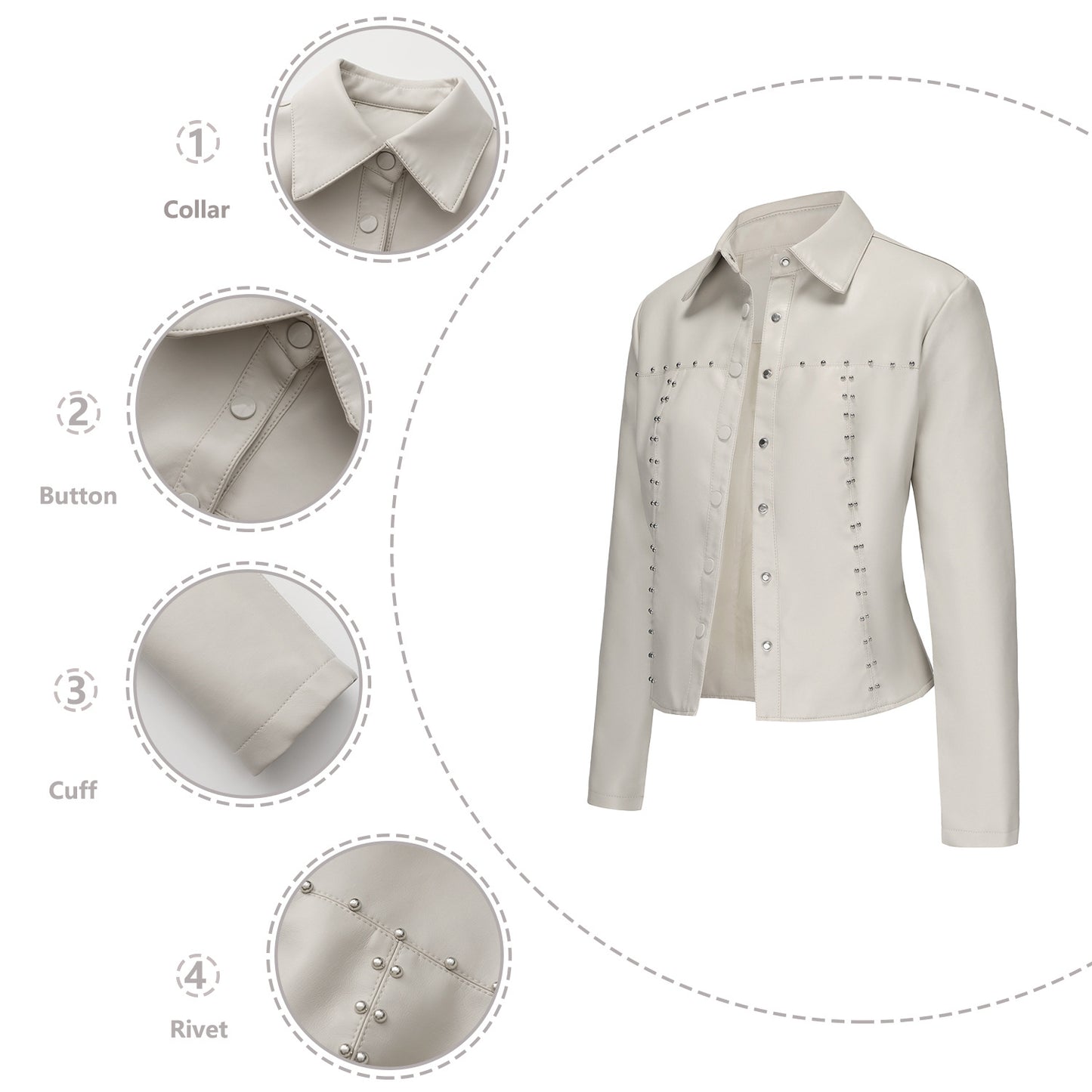 Women's Rivet Leather Button Fashion Popular Thin Cardigans