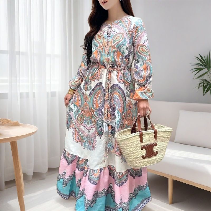 Women's Summer Holiday Fashion Ethnic Style Short-sleeved Dresses