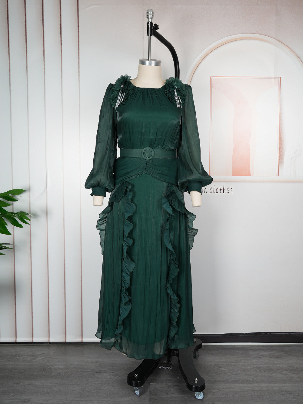 Women's Dignified Flowers Formal Dress African Pleated Plus Size