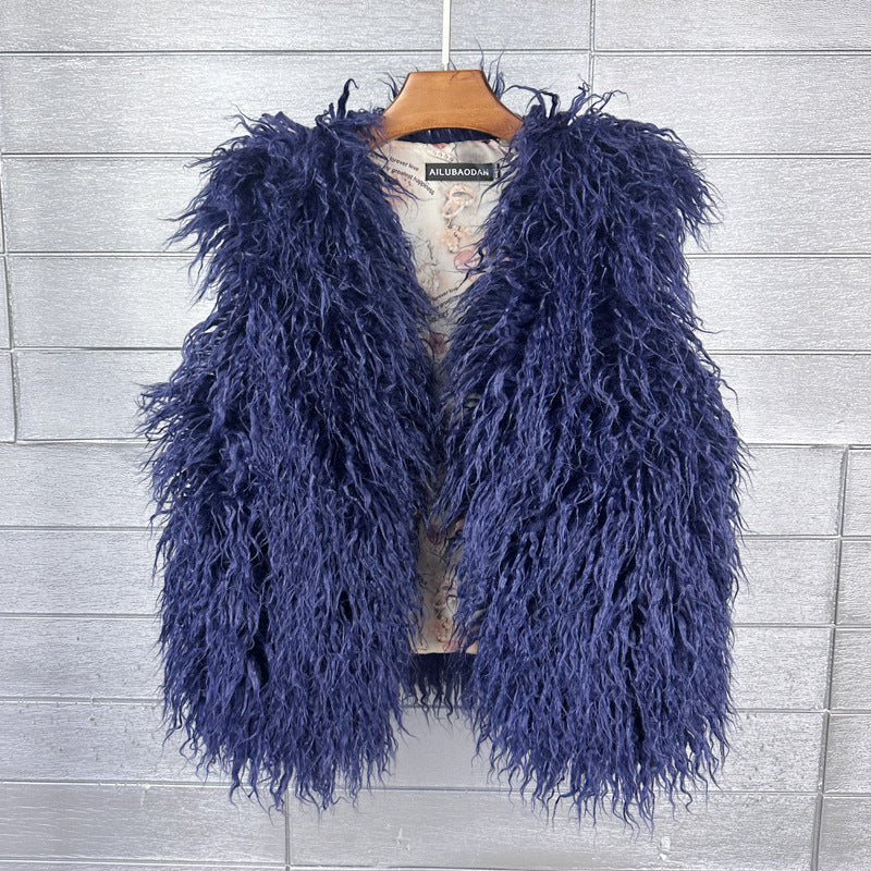 Women's Sheep Fur Environmental Protection Artificial Wool Coats