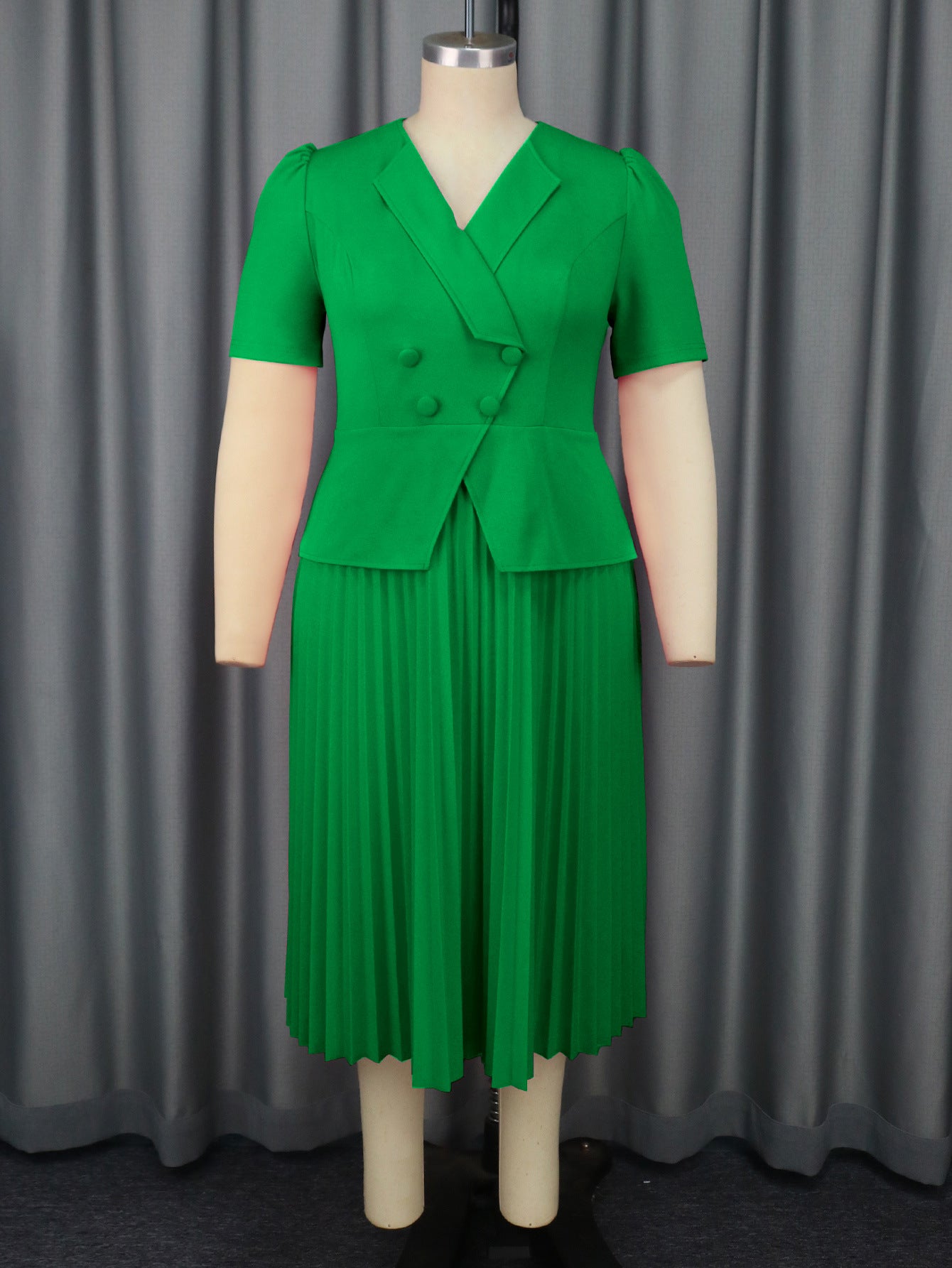 Collar Pleated Elegant Style High Waist Dresses