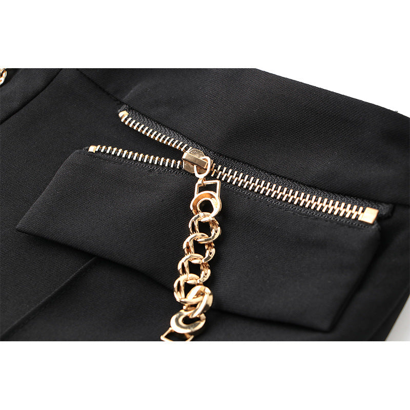 Summer Workplace Commute Style Black Chain Pants