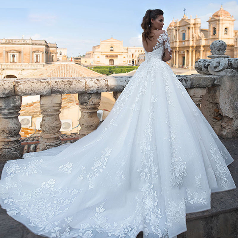 Dress Large Trailing Retro Sexy Tulle Wedding Dresses