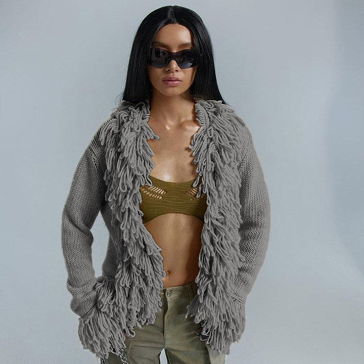 Women's Fashion Tassel Horn Long Sleeve Knitwear