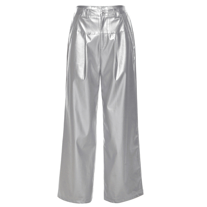 Women's Solid Color Loose Street Fashion High Pants
