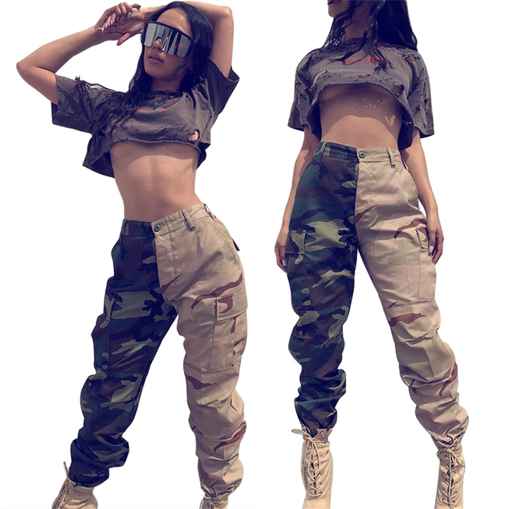 Women's Classic Camouflage Print Fashion Personality Contrast Pants