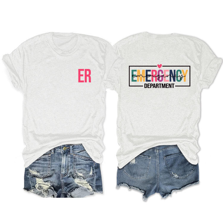 Double-sided Printed Short-sleeved Lettered Casual T-shirt Blouses
