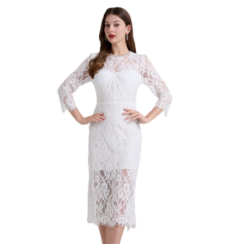 Women's Retro High-grade Elegant Eyelash Lace Dress Dresses