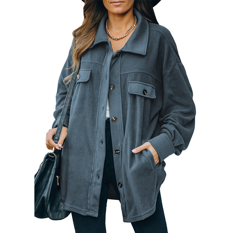 Women's Long Sleeve Clothes Lapel Loose Single-breasted Cardigans