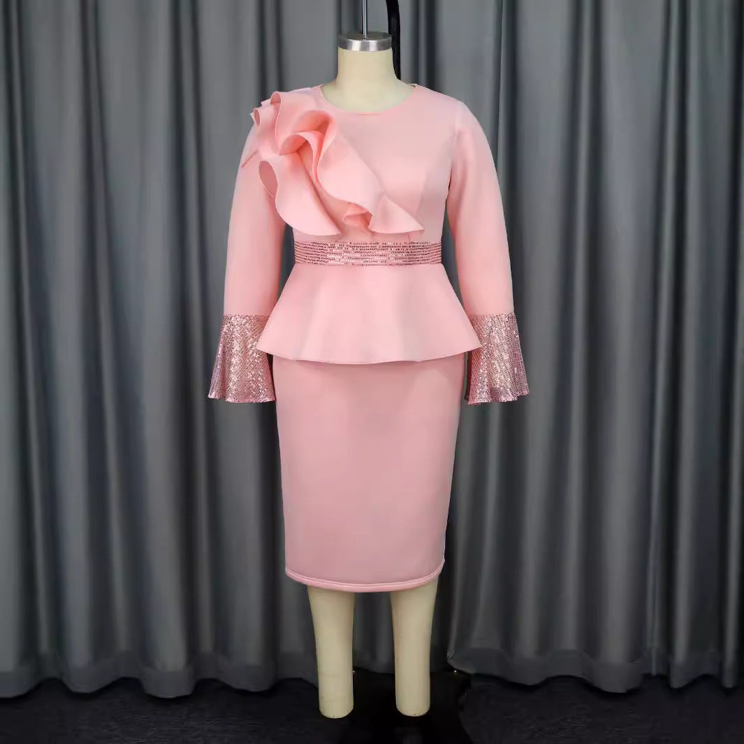 Sleeves Elegant Dress Party Style Ruffled Dresses