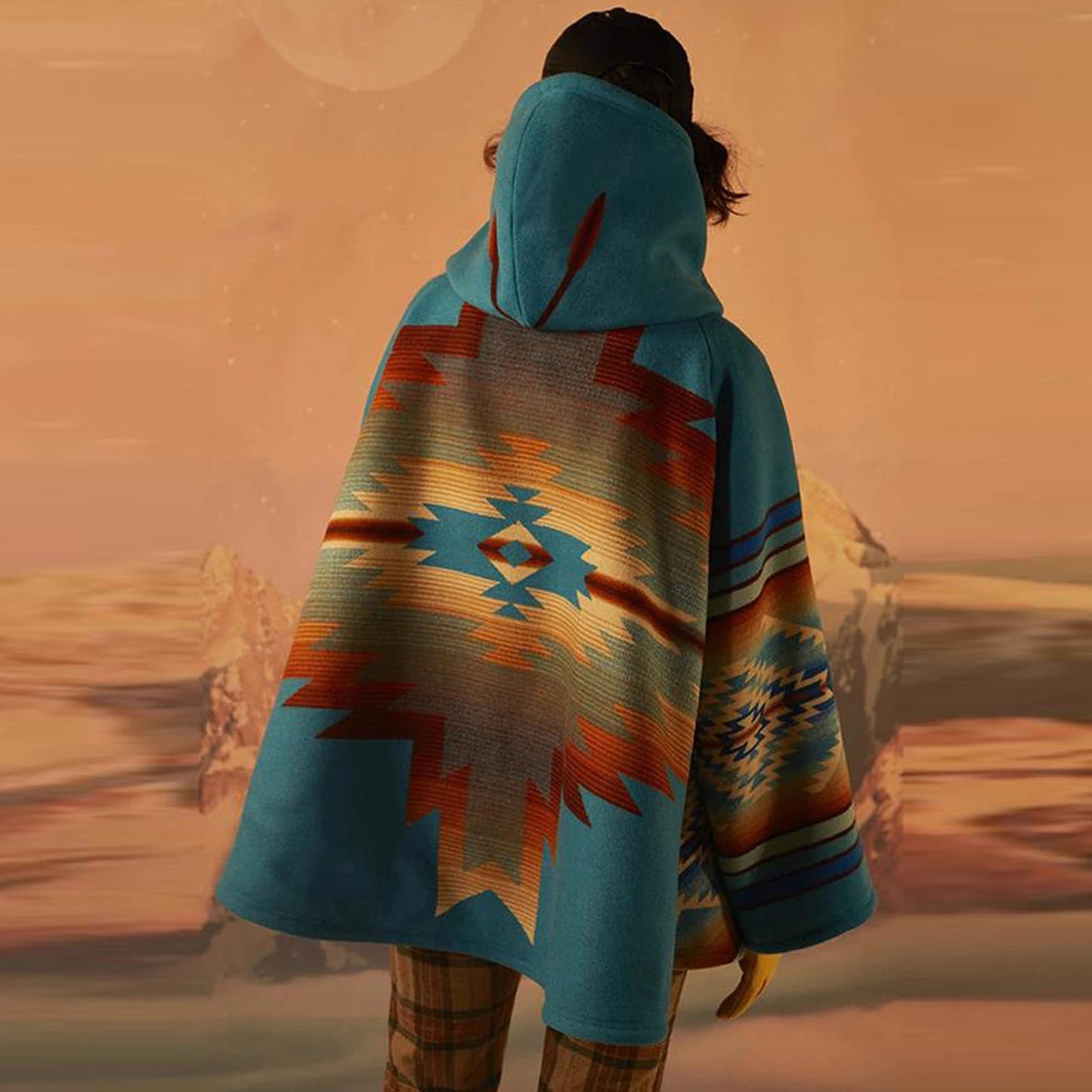 Women's Winter Loose Retro Printed Woolen Colors Coats