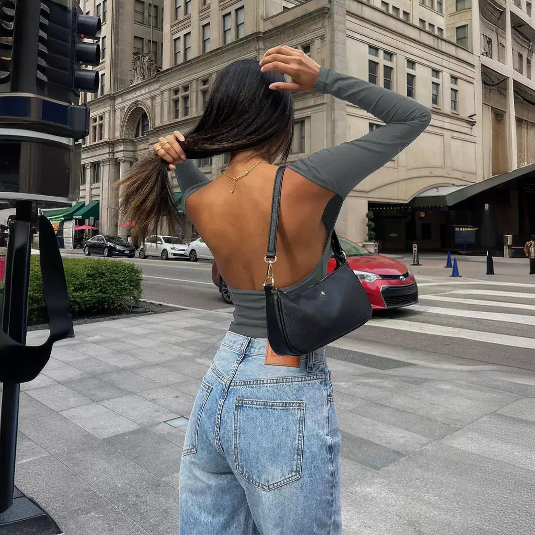 Women's Big Backless Long Sleeve American Sexy Blouses