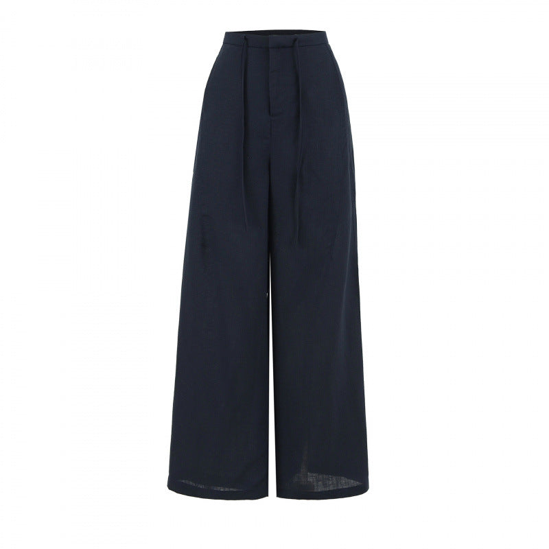 Pu Handsome Linen Low Waist Loose Pants
