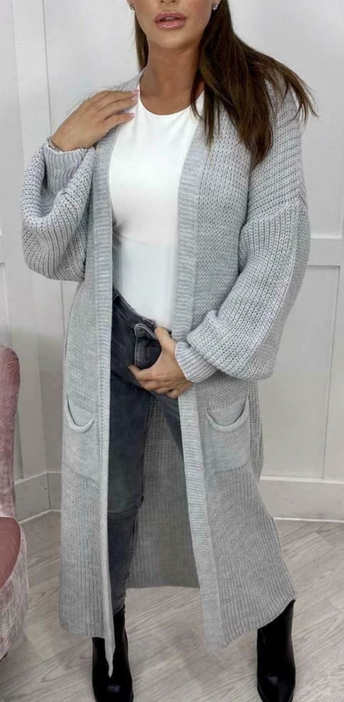 Women's Popular Long Pocket Solid Color Knitwear
