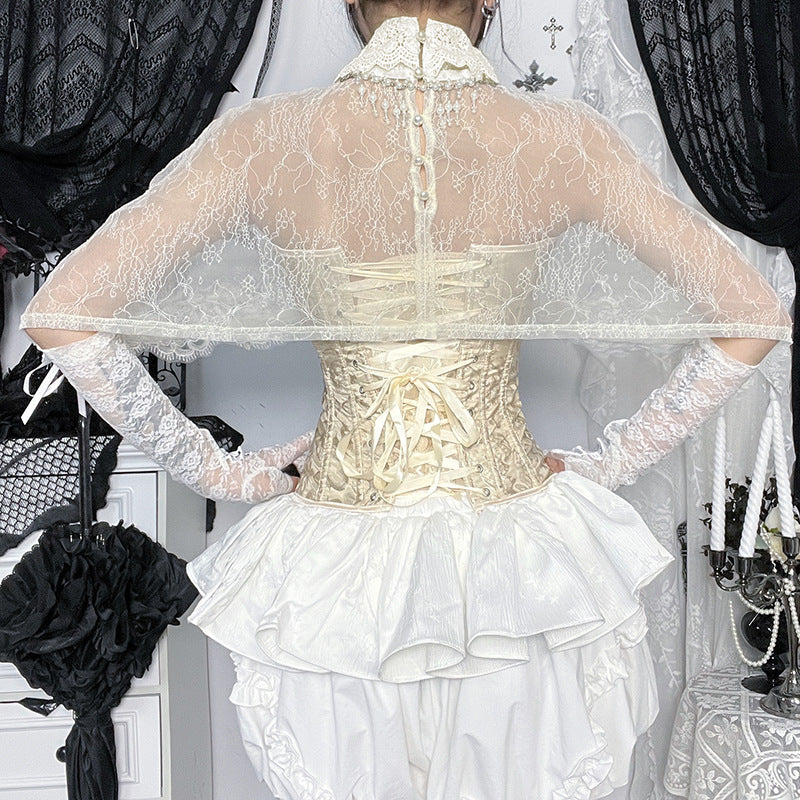 Women's Stand Collar Cape Gothic Style Pure Blouses