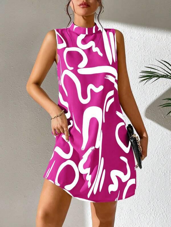 Women's Summer Printed Stand Collar Dress Dresses