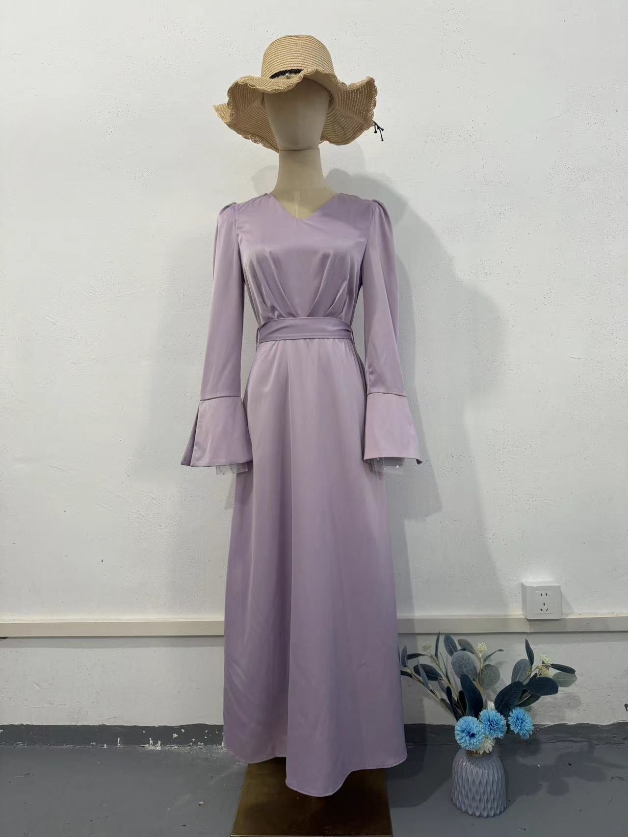Younger Puff Sleeve Long Tie Sleeves Dresses